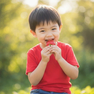 Happy child eating dates as an after-school snack, vibrant and healthy setting