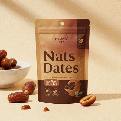Hand holding a small bunch of fresh dates, illustrating a healthy snack