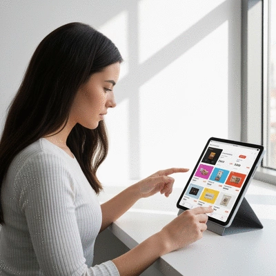 Person comparing prices of various date products on a digital tablet