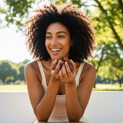 Person eating dates as a healthy snack
